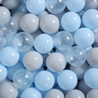 PlayMaty Colorful Ball Pit Balls - 100 Pieces Phthalate Free BPA Free Plastic Ocean Balls Crush Proof Stress Balls for Kids Playhouse (Light Blue/Light Gray/Clear)