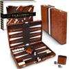 Premium Backgammon 15 Inches Medium Brown - Backgammon Sets for Adults and Kids - Leatherette Back Gammon Board Game Set - Travel Backgammon Set Board Encased with Accessories view 2
