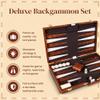 Premium Backgammon 15 Inches Medium Brown - Backgammon Sets for Adults and Kids - Leatherette Back Gammon Board Game Set - Travel Backgammon Set Board Encased with Accessories view 3