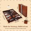 Premium Backgammon 15 Inches Medium Brown - Backgammon Sets for Adults and Kids - Leatherette Back Gammon Board Game Set - Travel Backgammon Set Board Encased with Accessories view 4