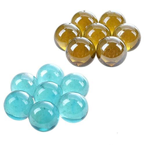 10 Pcs Marbles 16mm Glass Marbles Knicker Glass Balls Decoration Toy Dark Brown and Light Blue(2Set)