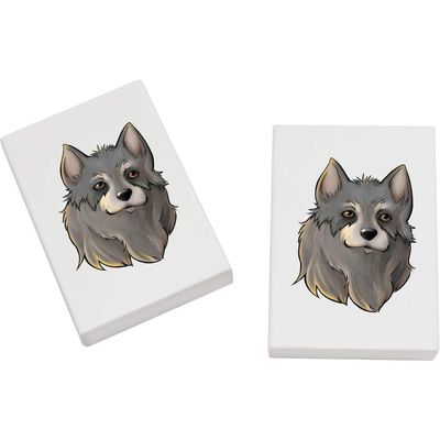 Azeeda 2 x 45mm 'Grey Wolf Head' Erasers/Rubbers (ER00025188)