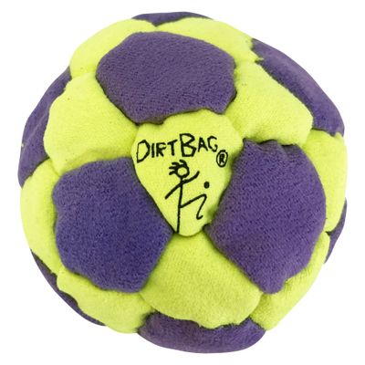 DIRTBAG 32 Panel Footbag, Flying Clipper Original Design, Sand Filled, Premium Quality, Machine Washable, Bright Vivid Colors. (Neon/Purple)