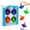 The Dreidel Company Four Hanukkah Musical Light-Up Dreidel Spinning Tops Set, Plays 2 Classic Hanukkah Songs, Assorted Colors (4-Pack) view 1