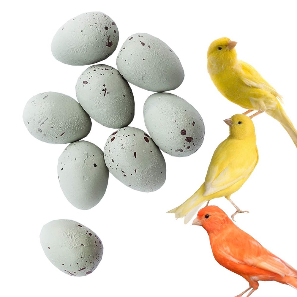 FOIBURELY 8 Pcs Solid Canary Plastic Eggs Hatching Eggs Trick The Birds to Stop Laying Eggs, Fake Eggs19mm*13mm