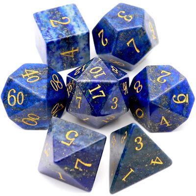 Haxtec Gemstone DND Dice Lapis Lazuli Dice Set with Dice Case Natural Gem Stone RPG Dice D&D Compatible with Dungeons and Dragons TTRPG Gift