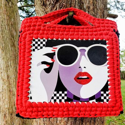 Handmade Cotton Fabric Yarn Vintage Hand Painted Women Handbag - Modern Style Girls bags- Women Fashion