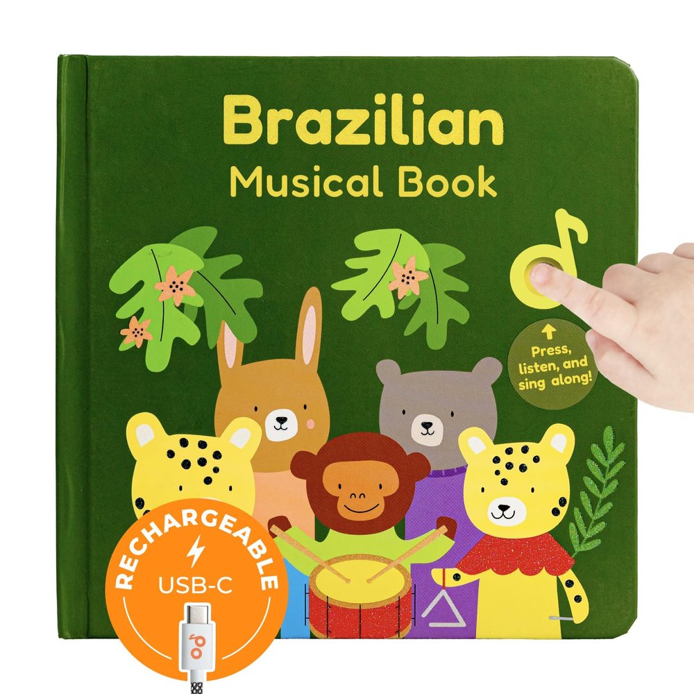 Cali's Books Brazilian Nursery Rhymes Book - Portuguese Sound Book for Toddlers 1-3 Years Old, Educational Music Toys for Bilingual Kids with Lyrics & Translations, Musical Baby Books for Children
