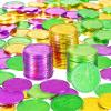 90 Pieces Mardi Gras Coins Set Good Luck Gold Green Purple Coins Party Favor Plastic Table Sprinkles for Mardi Gras Table Decorations Party Accessory Supplies view 1