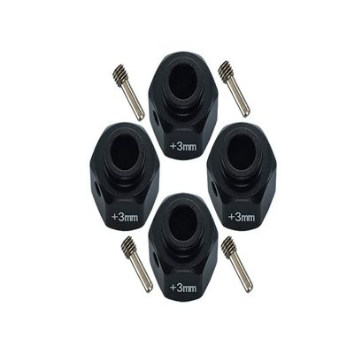 Axial SCX10 III Wrangler/Capra 1.9 UTB Upgrade Parts Aluminum Wheel Hex Adapters +3mm - 4Pc Set Black