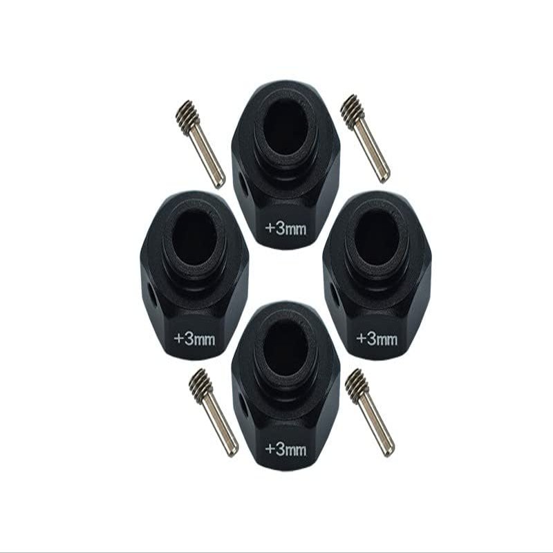 Axial SCX10 III Wrangler/Capra 1.9 UTB Upgrade Parts Aluminum Wheel Hex Adapters +3mm - 4Pc Set Black