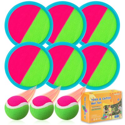 Aunnitery Outdoor Games, Toss and Ball Set with 6 Paddles and 3 Balls, Perfect Yard Games Outdoor Toys Games for Kids Ages 4-8 Easter Gifts for Kids/Adults/Family