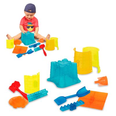 Battat  Sand Toys for Kids  11 Pieces Sandcastle Building Kit with Molds and Shovel  Outdoor Sandbox Toys  3+ Years