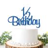 1/2 Birthday Cake Topper, Half Way to One, Baby Boys Girls Half Cake Deco, Happy 6 Month Birthday Party Supplies, Blue Glitter view 1