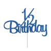 1/2 Birthday Cake Topper, Half Way to One, Baby Boys Girls Half Cake Deco, Happy 6 Month Birthday Party Supplies, Blue Glitter view 4