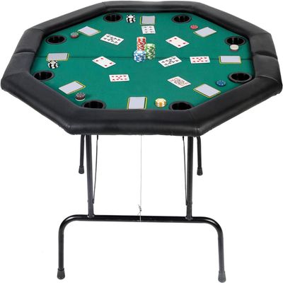 Koreyosh Poker Table Folding Casino Poker Tables Texas Holdem Poker Table Foldable, Felt Top Board Game Table with Plastic Cup Holders