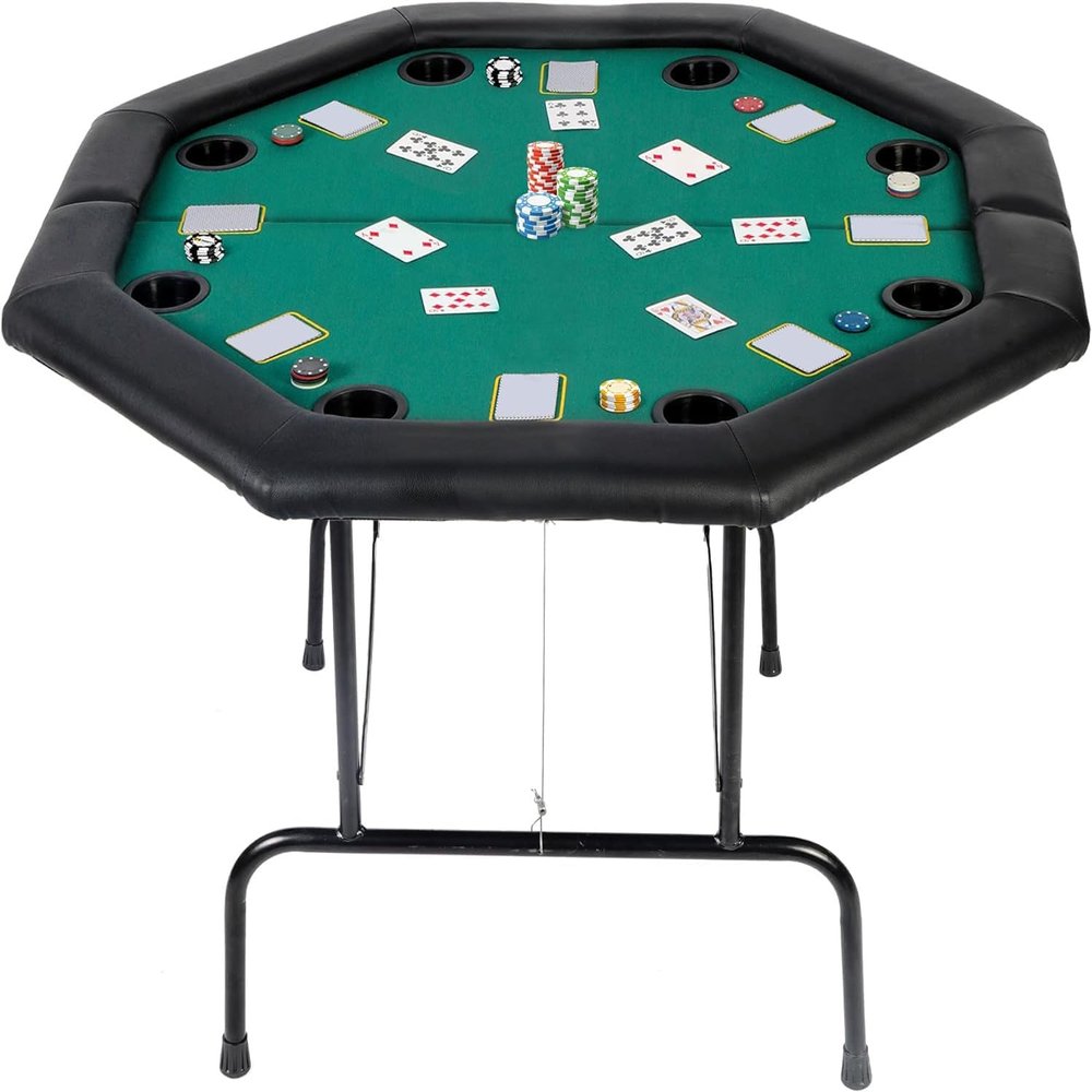 Koreyosh Poker Table Folding Casino Poker Tables Texas Holdem Poker Table Foldable, Felt Top Board Game Table with Plastic Cup Holders