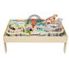 Amazon Basics 120 Piece Wooden Train Set with Table, Sturdy Tracks and Storage Bin, Multi-Activity, Kids Gift for Age 3Y+, 47.44 x 33.46 x 16.14 inches view 1