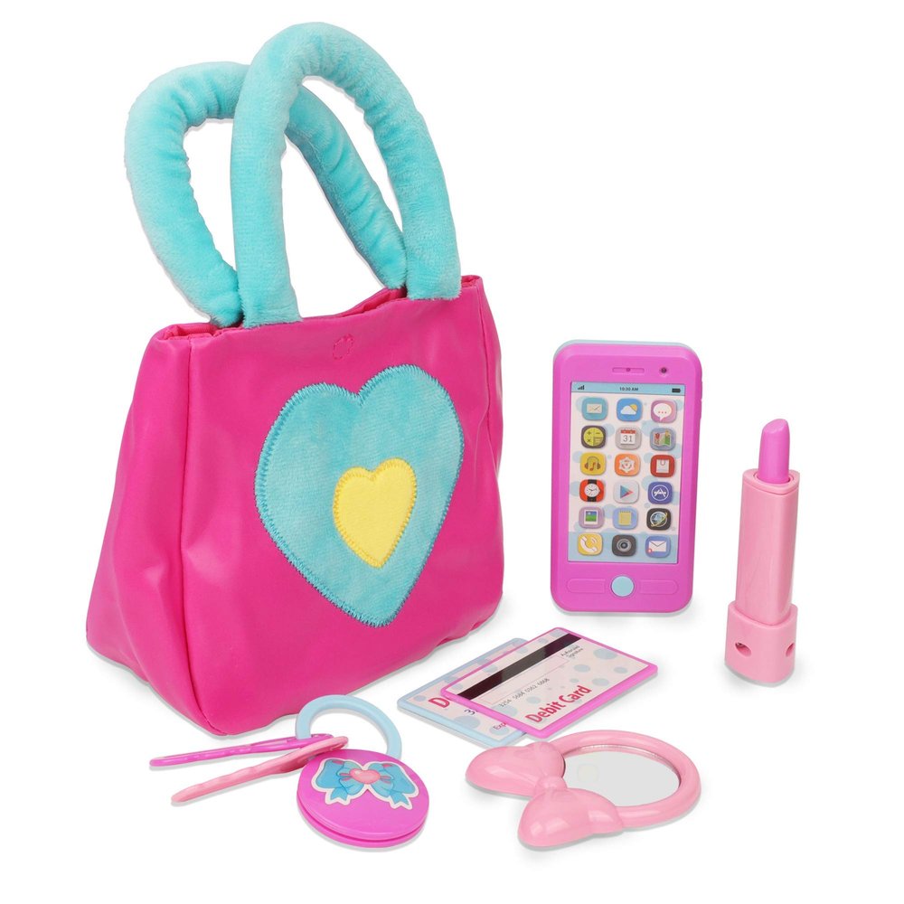 Playkidz Princess My First Purse Set - 7 Pieces Kids Play Purse and Accessories, Pretend Play Toy Set with Cool Girl Accessories, Includes Phone and Bag with Cards