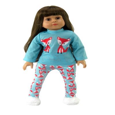 American Fashion World Mint Green Fox Pajamas for 18-Inch Dolls | Premium Quality & Trendy Design | Dolls Clothes | Outfit Fashions for Dolls for Popular Brands