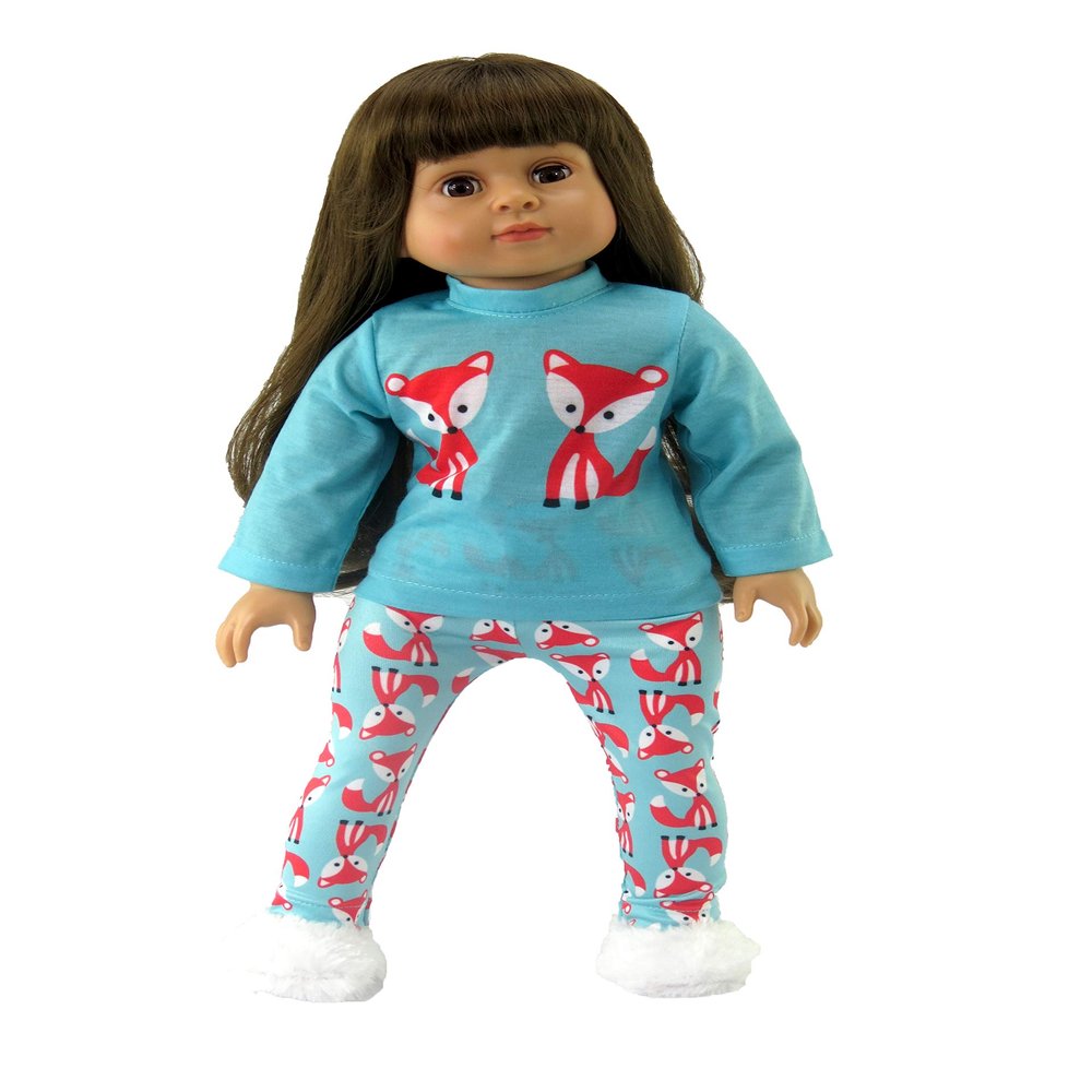 American Fashion World Mint Green Fox Pajamas for 18-Inch Dolls | Premium Quality & Trendy Design | Dolls Clothes | Outfit Fashions for Dolls for Popular Brands