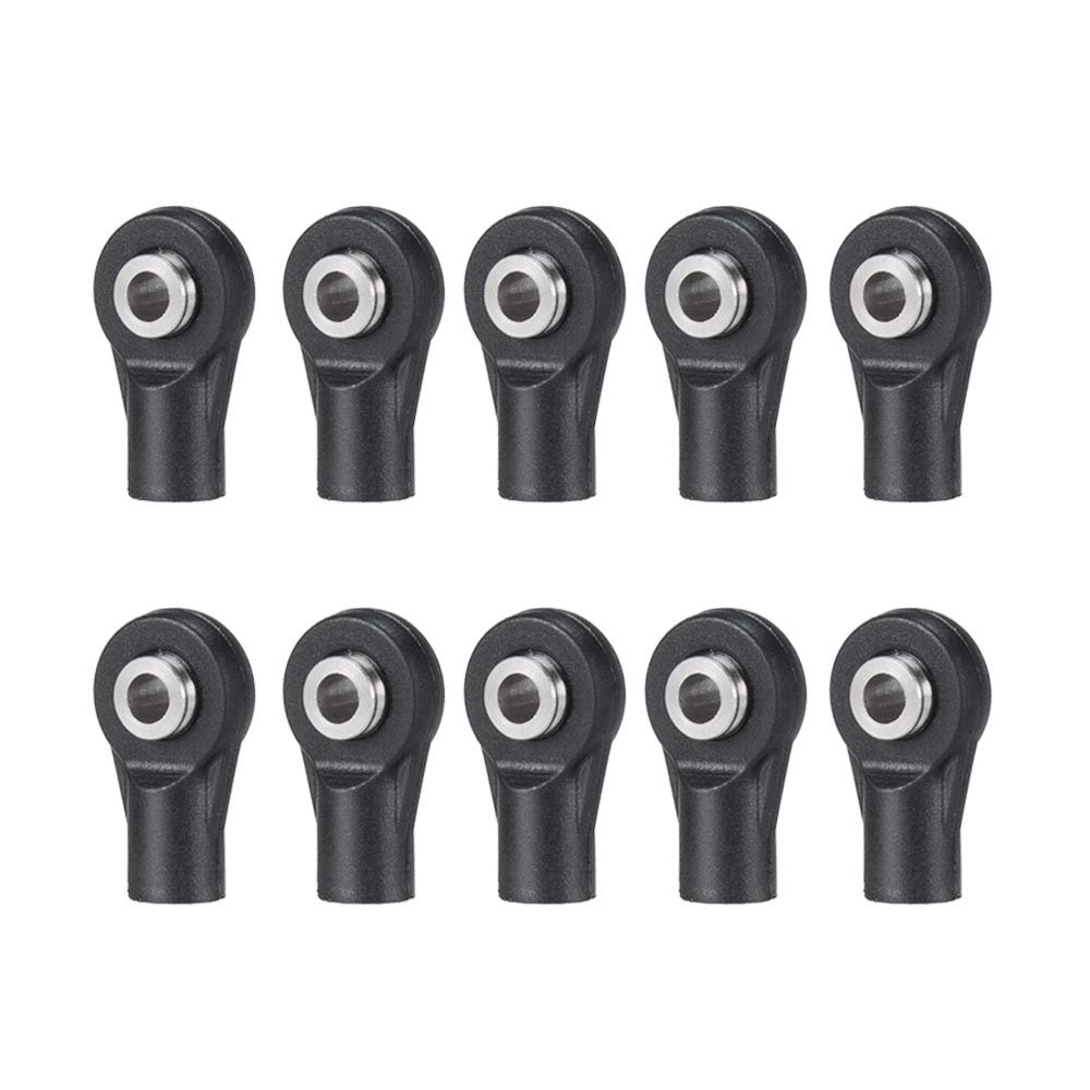 10Pcs M3 Plastic Bent Rod Ends,Black M3 Crawler Width Balls Ends for Axial D90 SCX10 RC Car (Black C)