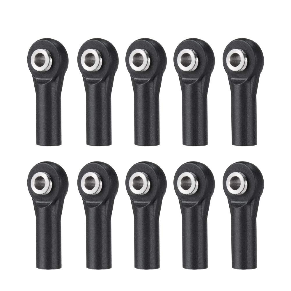 10Pcs M3 Plastic Bent Rod Ends,Black M3 Crawler Width Balls Ends for Axial D90 SCX10 RC Car (Black B)