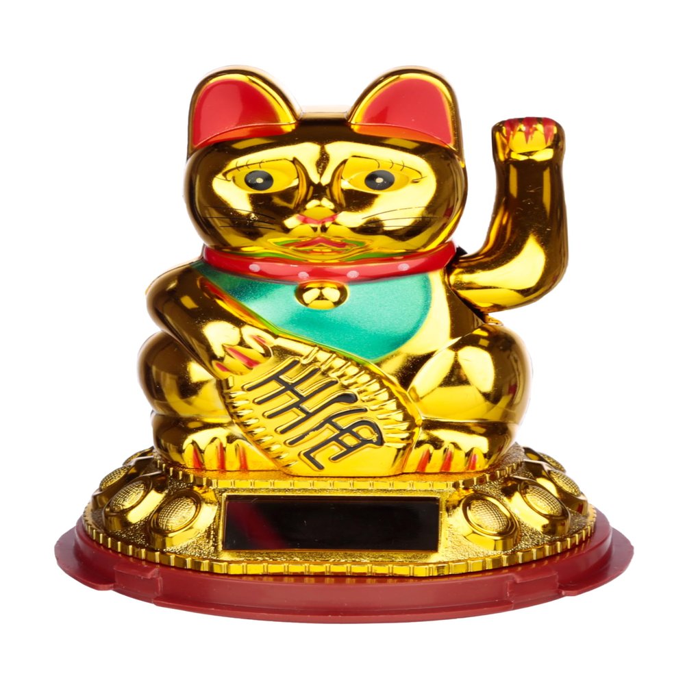 Puckator CAT196 Maneki Neko Golden Lucky Waving Cat Solar Pal