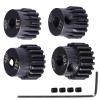 48P Hardened Steel Upgrade Pinion Gear Set: 16T 17T 18T 19T fit 3.175mm (1/8-Inch) RC Motor Shaft (Work with Steel Spur Gear) for RC Cars, Set of 4 view 1