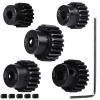 32P Hardened Steel Upgrade Pinion Gear Set: 17T 18T 19T 20T 21T fit 5mm RC Motor Shaft (Work with Steel Spur Gear) for RC Cars, Set of 5 view 1