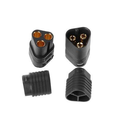 angwang Male Connector,1 Pair MT60 3.5mm 3 Pole Bullet Connector Plug Male Female for RC ESC to Motor Black