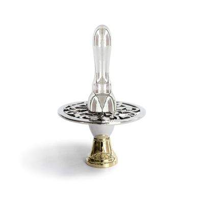 Large Spinning Top with stand made of 925 Sterling Silver Hanukkah Dreidel Hallow design Canukkah Judaica gift