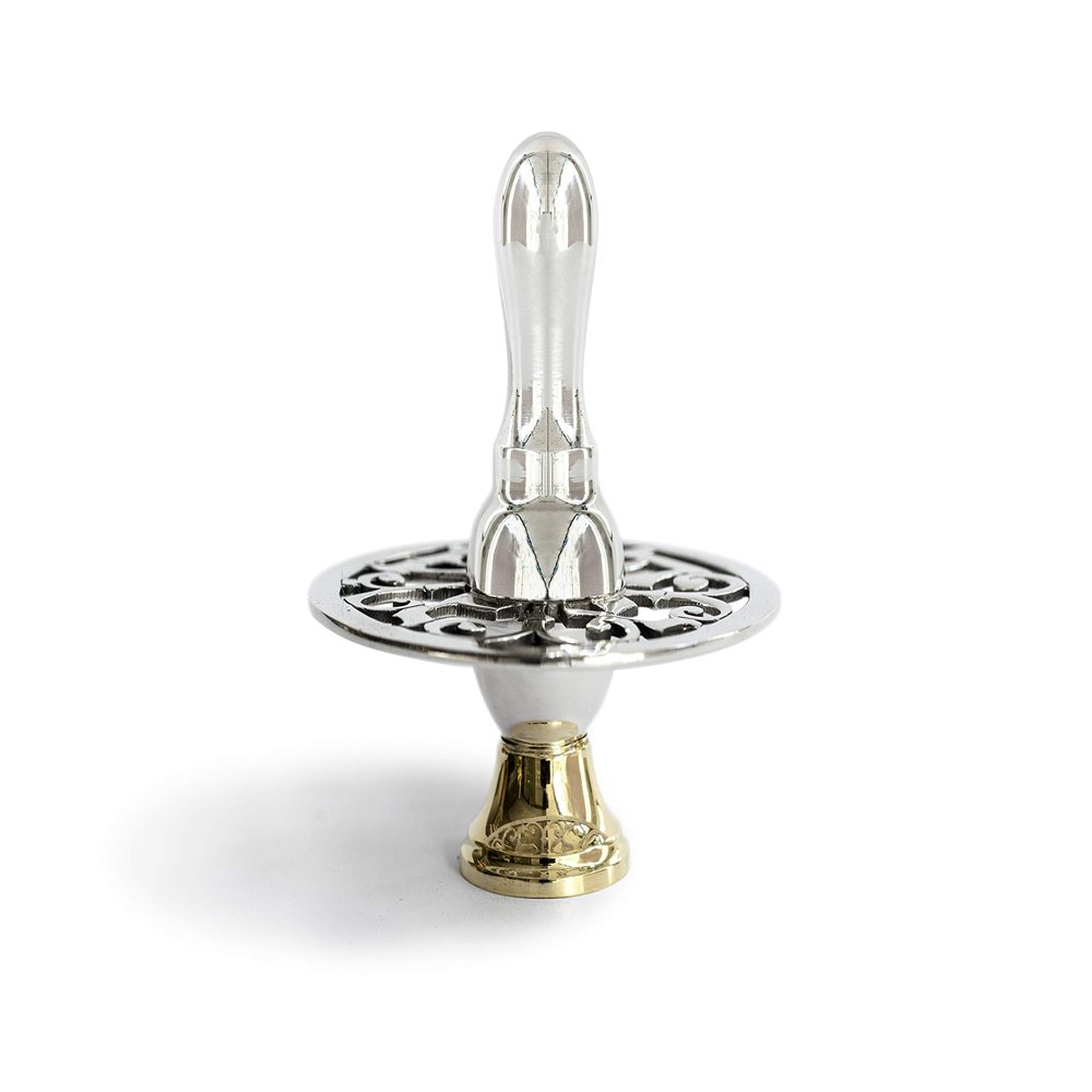 Large Spinning Top with stand made of 925 Sterling Silver Hanukkah Dreidel Hallow design Canukkah Judaica gift