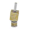 Yair Emanuel Decorative Dreidel on Base Silver Anodized Aluminum with Brass Metal Cutout Jerusalem Design Hanukkah Dreidel Spinning Top, Size Small view 1