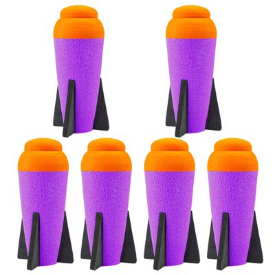 Mega Missile-Refill for Nerf N-Strike Elite Series, 6 Packs, Aevdor Compatible Darts Foam Rockets Bullets for Nerf Blaster Gun - (Orange & Purple)
