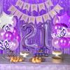 Purple 21st Birthday Decorations for Women Finally 21 Party Decorative Supplies with Finally 21 Birthday Sash Happy 21st Birthday Cake Topper Number 21 Foil Balloon view 2