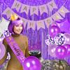 Purple 21st Birthday Decorations for Women Finally 21 Party Decorative Supplies with Finally 21 Birthday Sash Happy 21st Birthday Cake Topper Number 21 Foil Balloon view 3