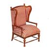Melody Jane Dollhouse Pink Stripe Open Armchair Walnut JBM Miniature Living Room Furniture view 1