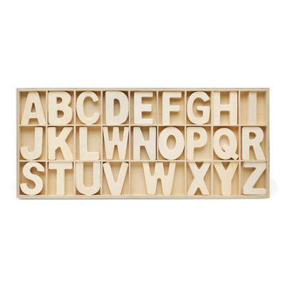 Alphabet Letters Tray, 3 Unfinished Wood Trays, Each with 104 Wooden ABC Letters, by Woodpeckers