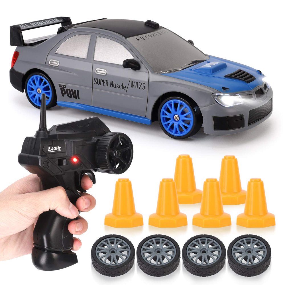Liberty Imports RC Drift Car 1/24 2.4GHz 4WD Remote Control Sport Racing On-Road Vehicle with LED Light, Batteries and Drift Tires (Style 1)