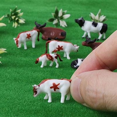 Hiawbon Mini Colorful Cattle Model 20 Pcs Cattle HO Scale 1:87 Plastic Cow Model