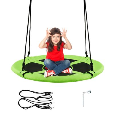 40 Flying Saucer Tree Swing Children Play Set Adjustable Ropes Playroom Green
