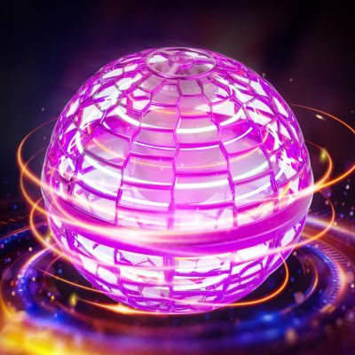 Hoofun Flying Orb Ball Toy, 2025 Magic Hover Ball Boomerang, 360 Rotating Cosmic Globe Flying Spinner, Hand Controlled Mini Drone with Led Lights, Cool Toys Gift for Boys & Girls Age 6-12, Pink
