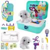 TEUVO Pet Care Play Set Doctor Kit for Kids, 16 Pcs Doctor Pretend Play Vet Dog Grooming Toys Puppy Dog Carrier Feeding Dog Backpack Gifts for Girls Boys 3-7 Years Old view 1