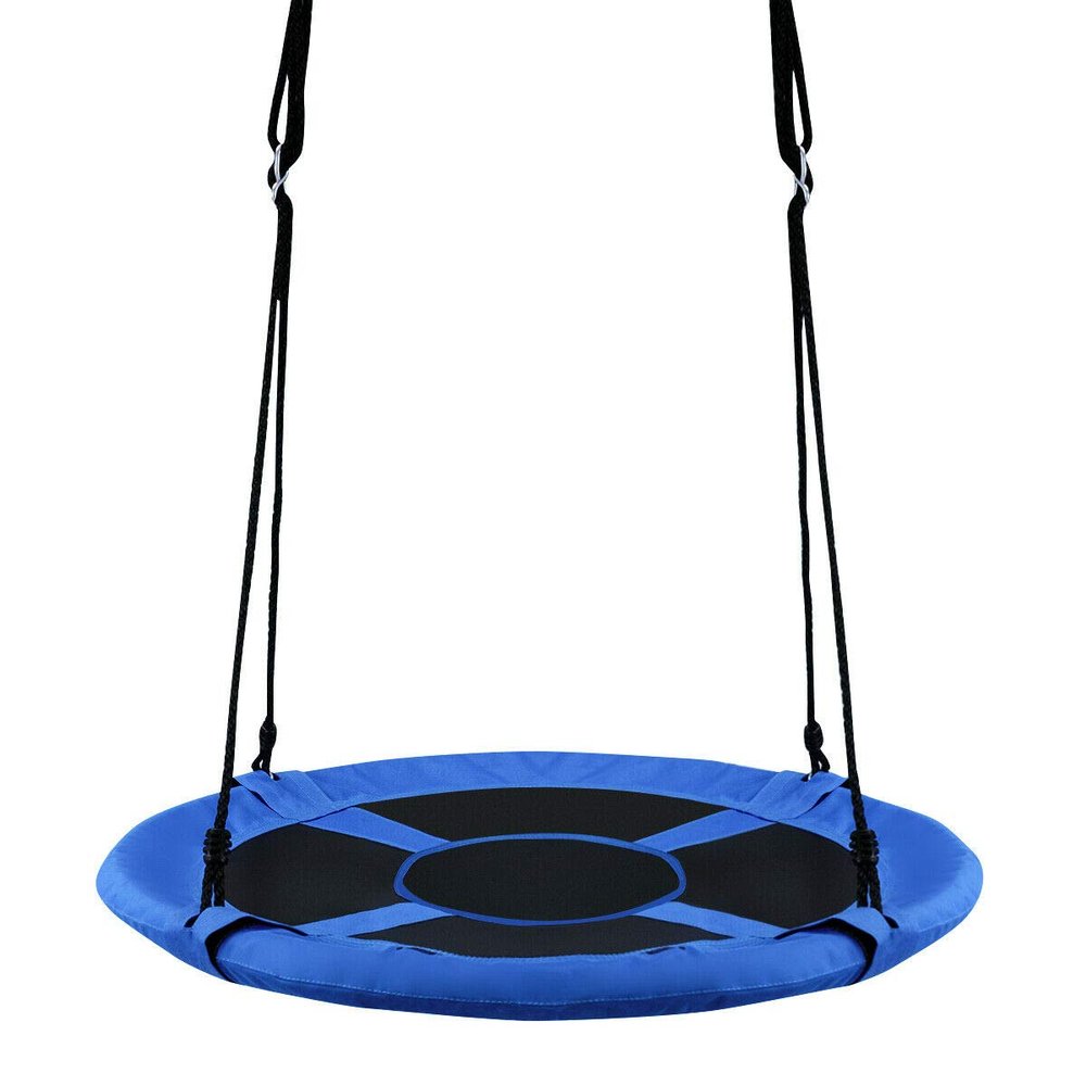 40 Flying Saucer Tree Swing Children Play Set Adjustable Ropes Playroom Blue