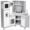 Amazon Basics Kids Corner Wooden Kitchen Toy Playset with Stove, Oven, Sink, Fridge and Accessories, for Toddlers, Preschoolers, Children Age 3+ Years, White & Gray, 39.37"L x 28.35"W x 35.04"H view 1