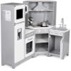 Amazon Basics Kids Corner Wooden Kitchen Toy Playset with Stove, Oven, Sink, Fridge and Accessories, for Toddlers, Preschoolers, Children Age 3+ Years, White & Gray, 39.37"L x 28.35"W x 35.04"H view 3