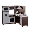 Amazon Basics Kids Corner Wooden Kitchen Toy Playset with Stove, Oven, Sink, Fridge and Accessories, for Toddlers, Preschoolers, Children Age 3+ Years, Espresso/Gray, 39.37"L x 28.35"W x 35.04"H view 1