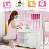 HOMGX Kids Wooden Play Kitchen Set, Classic Toddler Pretend Kitchen Play Toy Set w/Accessories, Large Storage w/ 2 Cabinets, Cooking Food Toy Set for Toddler view 2