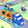 9 Pack Cars Toys for 2 3 4 5 Years Old Toddlers Boys and Girls Gift, Big Transport Truck with 8 Small Cute Pull Back Trucks, Colorful Assorted Vehicles Playset, Carrier Truck with Sound and Light view 2